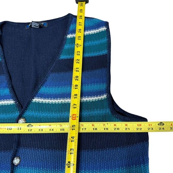 Vtg 80s 90s Architect Sweater Vest Hong Kong M EclecticGrandpa Blue Stripes - Picture 6 of 6